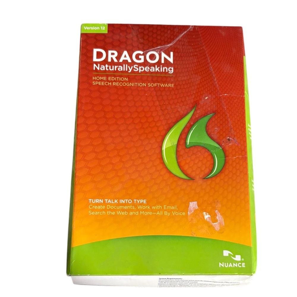 Nuance Dragon Naturally Speaking Home Edition 12.0 Speech Recognition Software